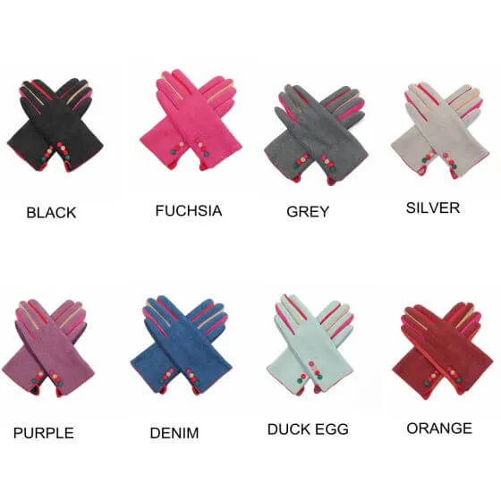 Multicoloured Button Detail Gloves