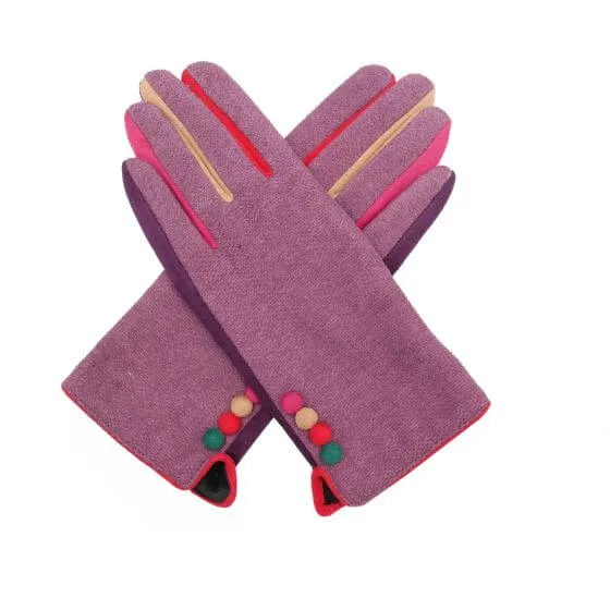 Multicoloured Button Detail Gloves