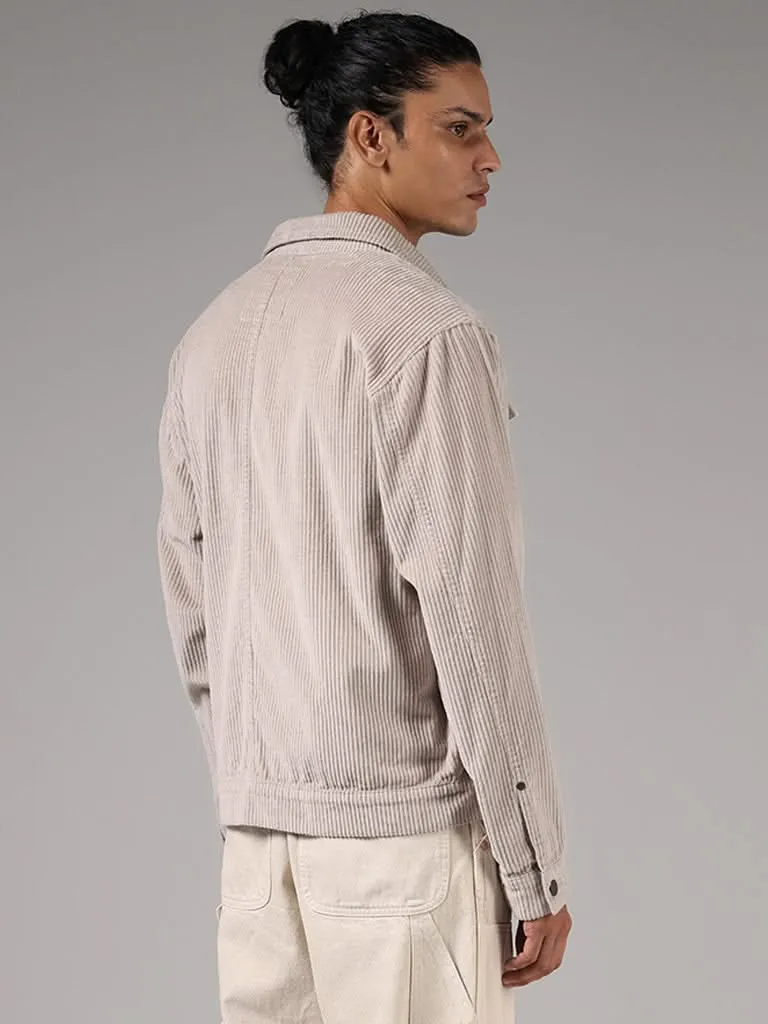 Beige Nuon Relaxed-Fit Jacket in Premium Cotton Corduroy