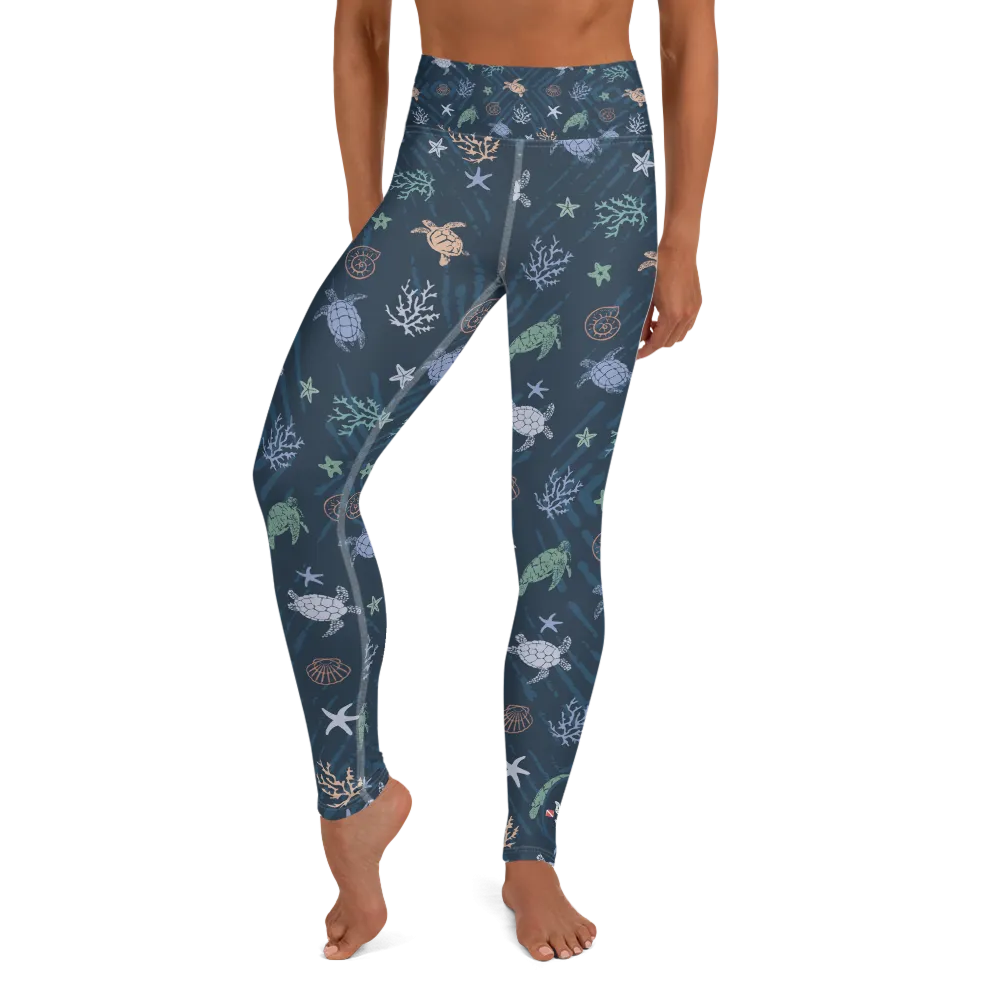 Ocean of Turtles Leggings - High Waist (Warehouse)