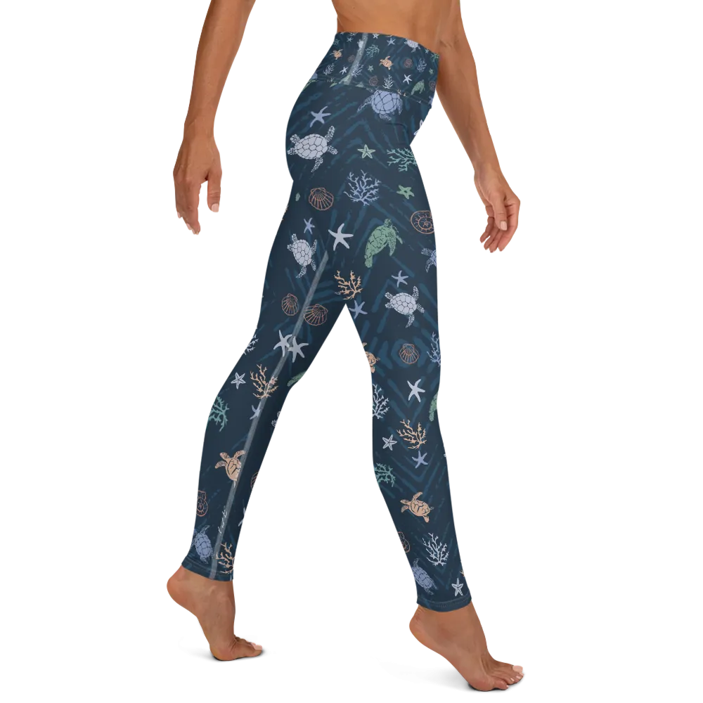 Ocean of Turtles Leggings - High Waist (Warehouse)