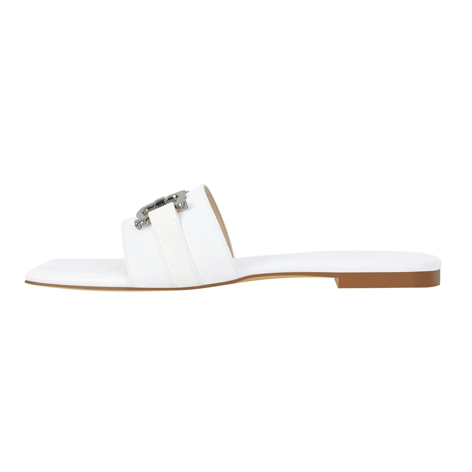 Open Toe Sandals Metal Buckle Flat