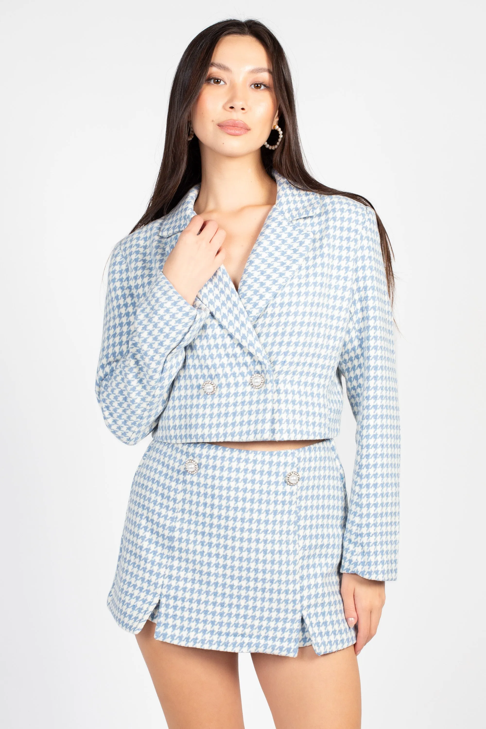 Phoebe Houndstooth Cropped Jacket