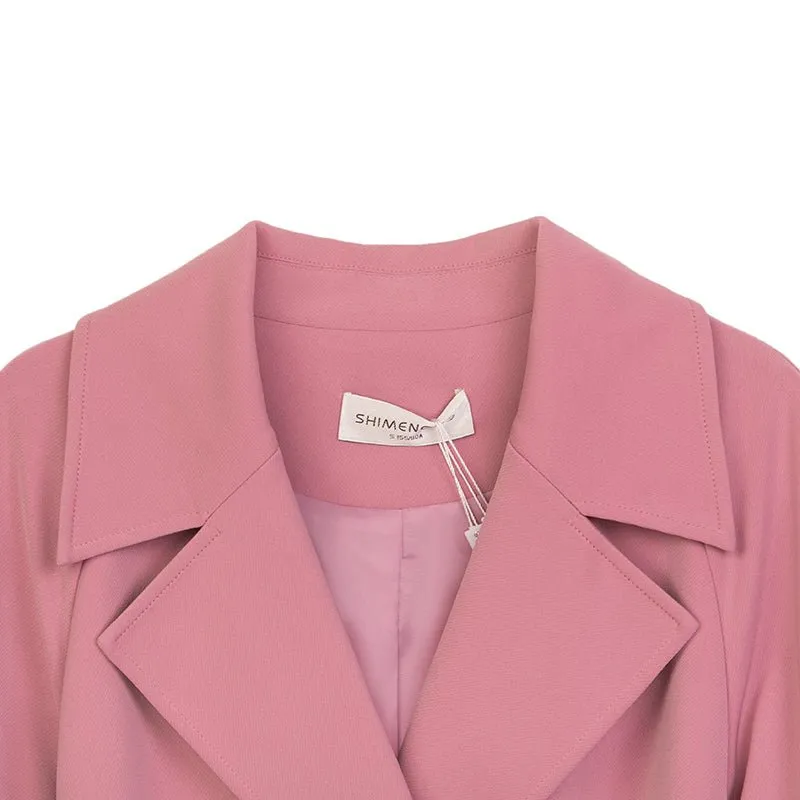 Pink Long Classic Trench Overcoats