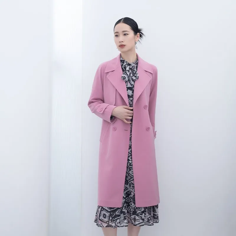 Pink Long Classic Trench Overcoats