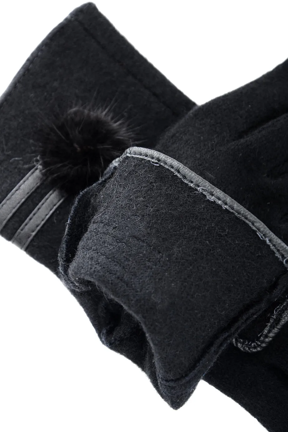 POPCORN Black Wool Women Gloves