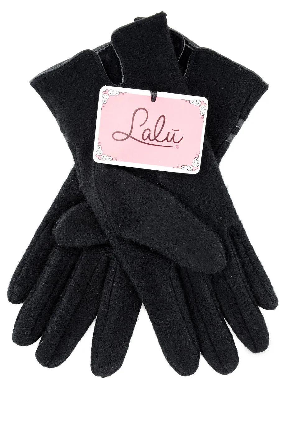 POPCORN Black Wool Women Gloves