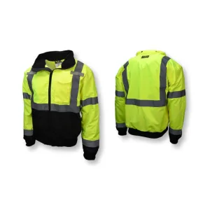 Radians SJ110B-3ZGS Class 3 Two-in-One High Visibility Bomber Safety Jacket, Hi-Vis Green/Black, 1 Each