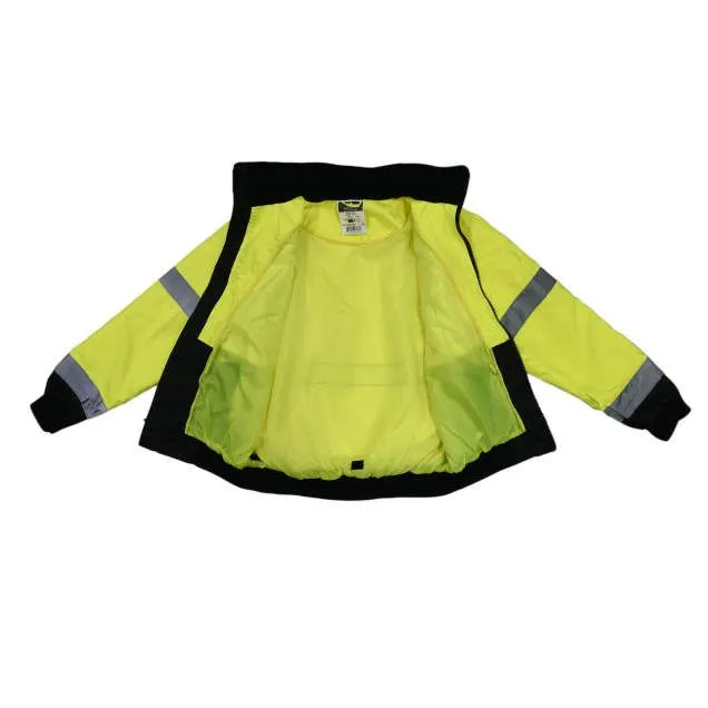 Radians SJ110B-3ZGS Class 3 Two-in-One High Visibility Bomber Safety Jacket, Hi-Vis Green/Black, 1 Each