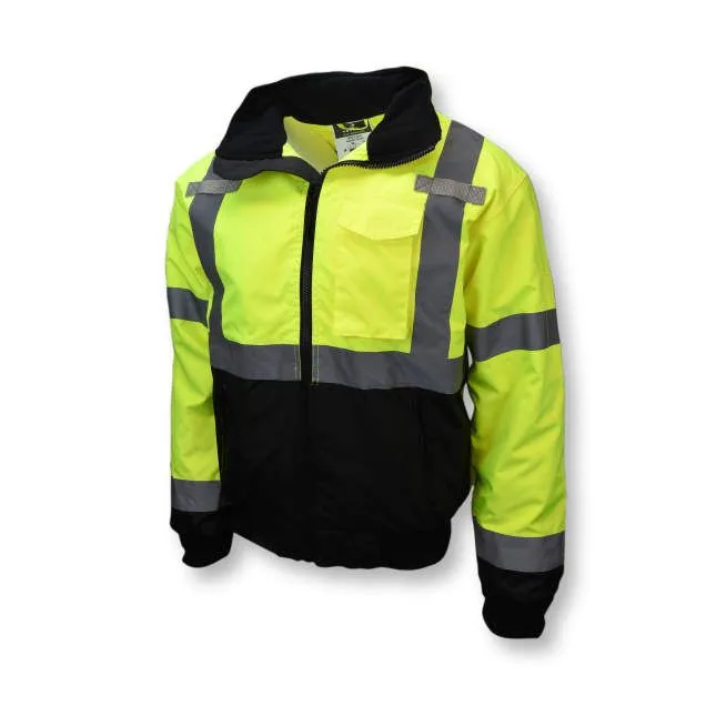 Radians SJ110B-3ZGS Class 3 Two-in-One High Visibility Bomber Safety Jacket, Hi-Vis Green/Black, 1 Each