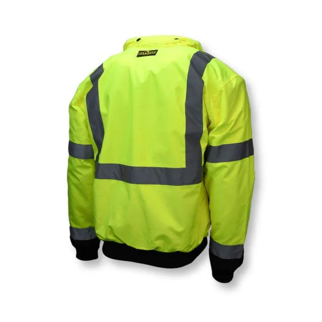 Radians SJ110B-3ZGS Class 3 Two-in-One High Visibility Bomber Safety Jacket, Hi-Vis Green/Black, 1 Each