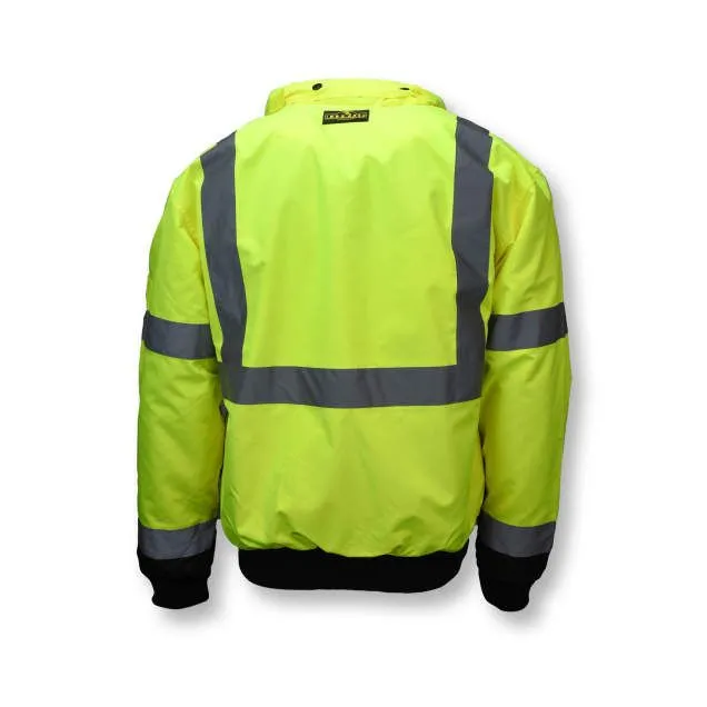 Radians SJ110B-3ZGS Class 3 Two-in-One High Visibility Bomber Safety Jacket, Hi-Vis Green/Black, 1 Each