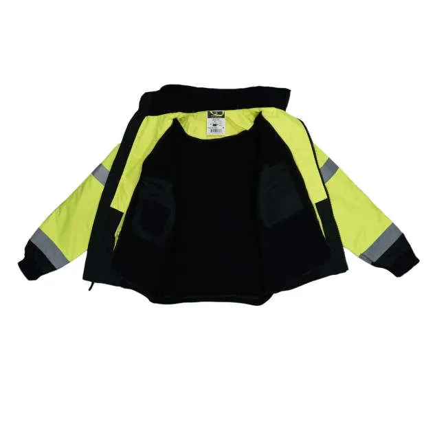 Radians SJ110B-3ZGS Class 3 Two-in-One High Visibility Bomber Safety Jacket, Hi-Vis Green/Black, 1 Each