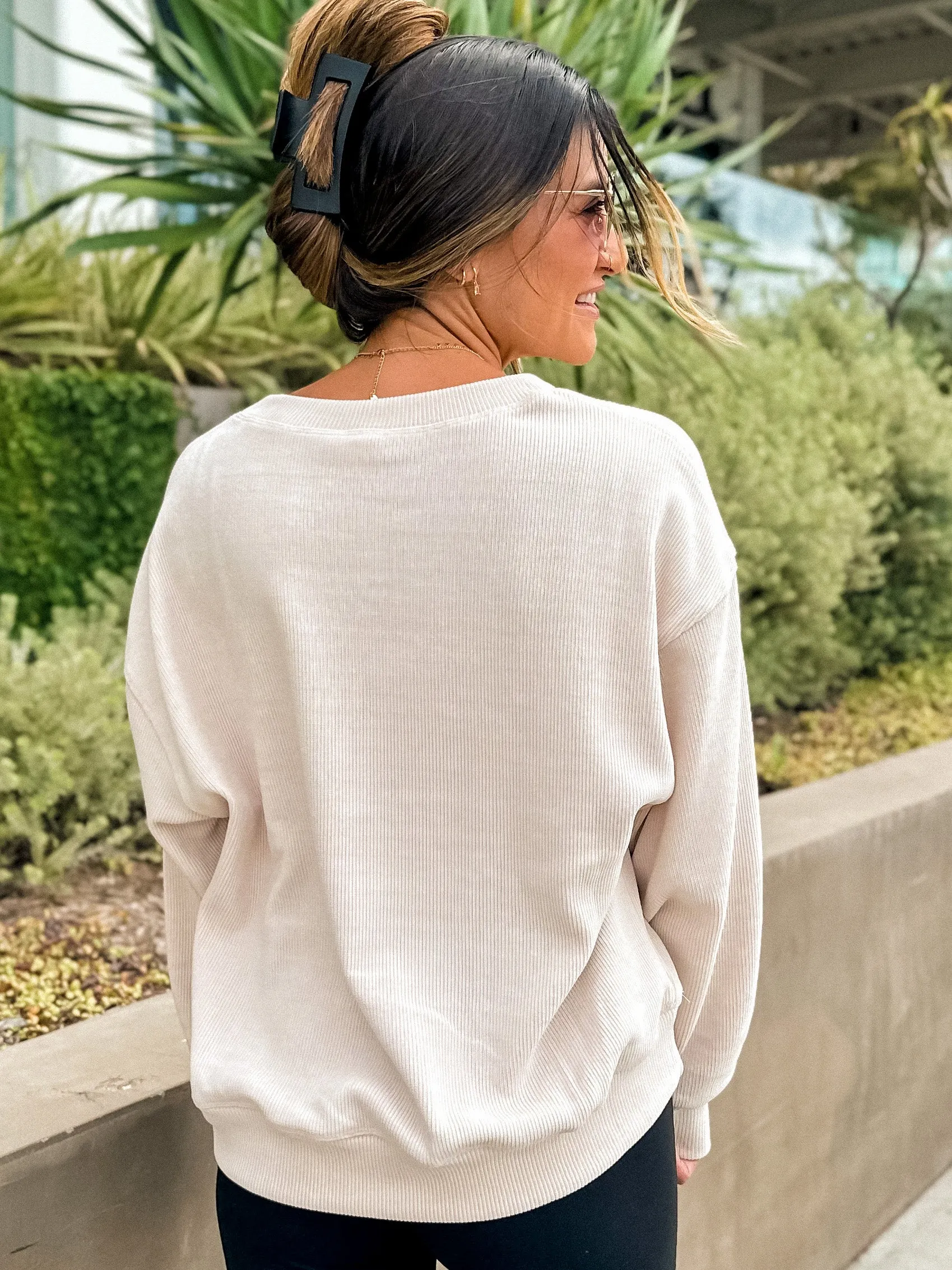 Relaxed Ribbed Pullover - Ivory