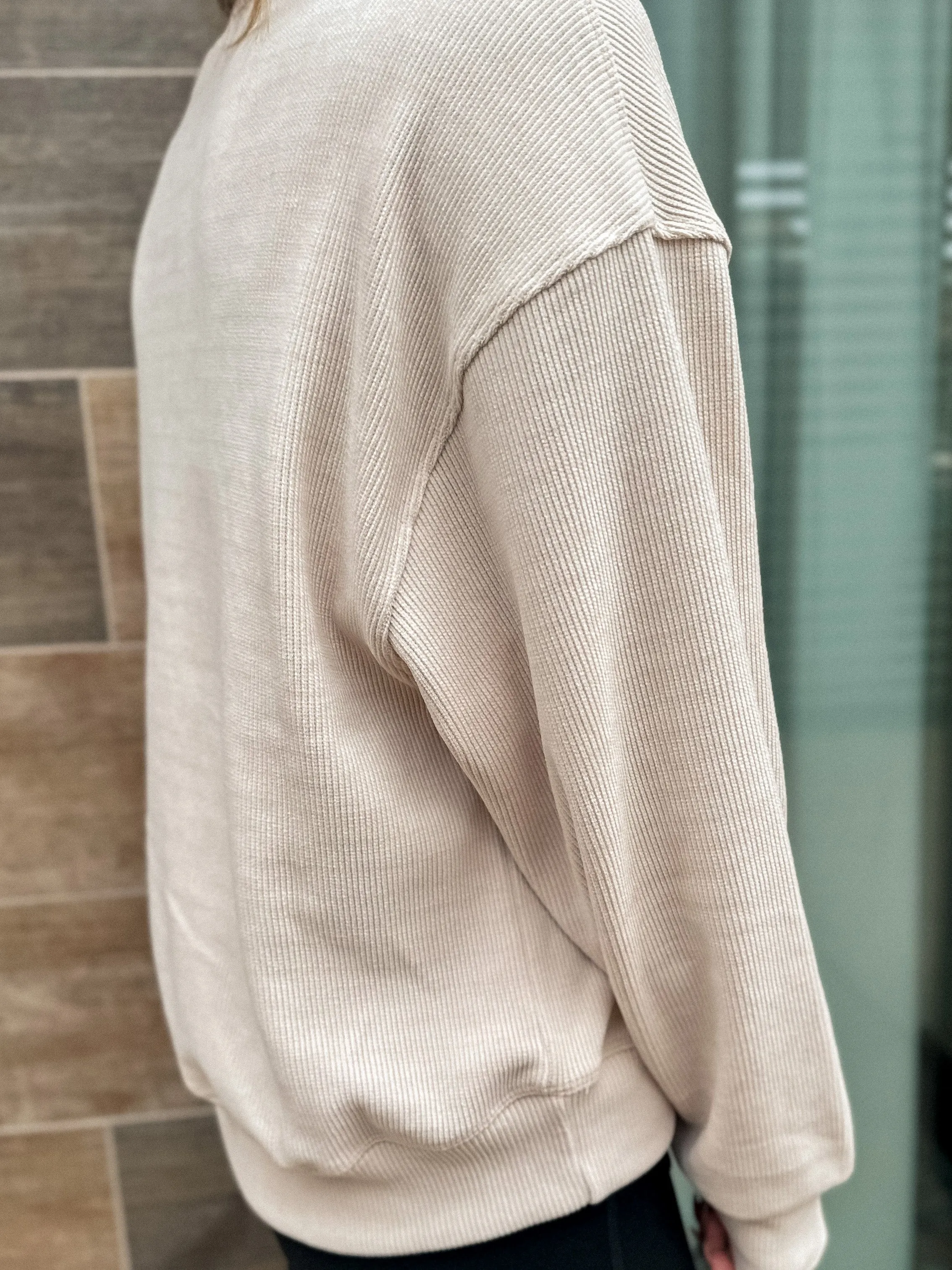 Relaxed Ribbed Pullover - Ivory