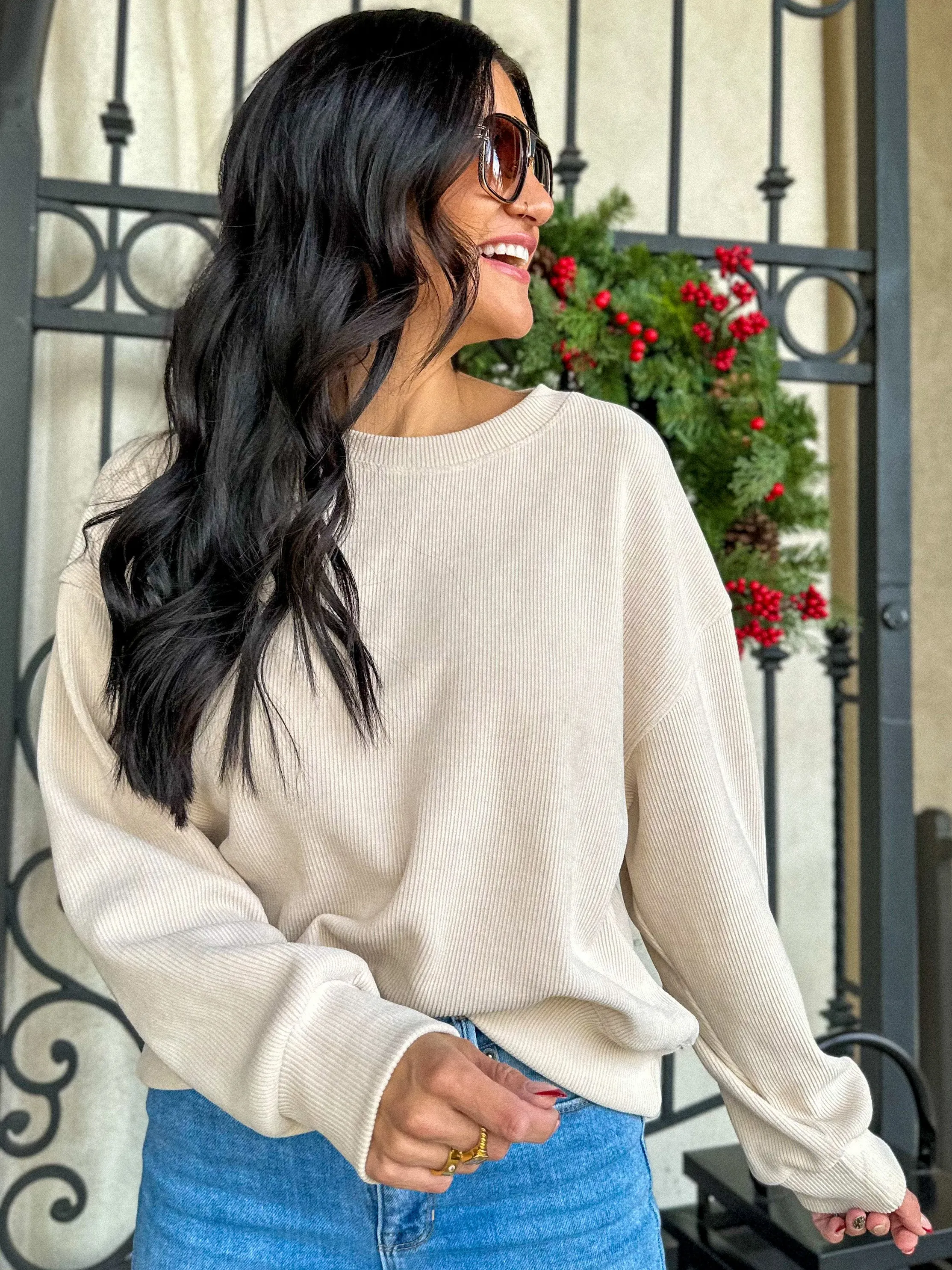 Relaxed Ribbed Pullover - Ivory