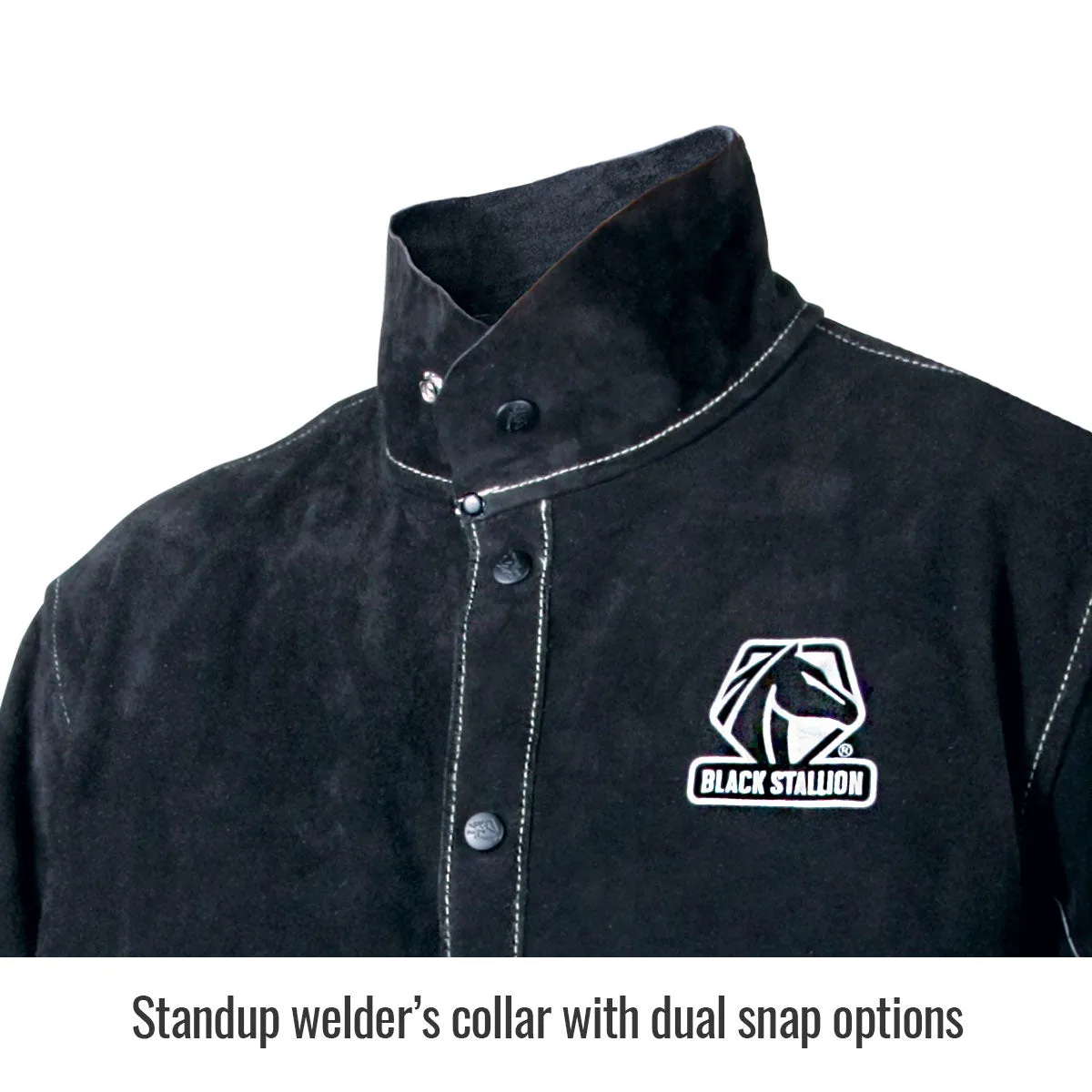 Revco Black Stallion Royal Blue/Black Color Block Leather Welding Jacket (JL1030-BB)