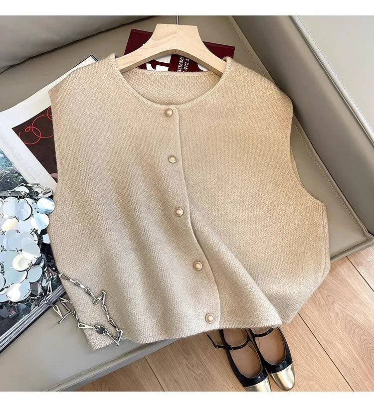 Solid color soft knitted vest for women fashion top      S5005