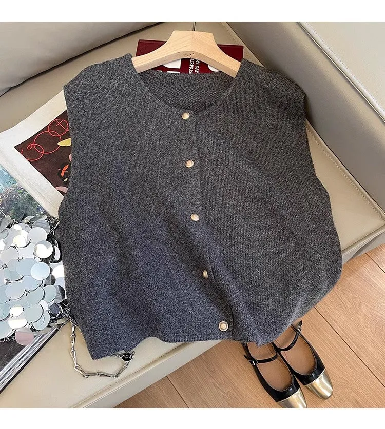 Solid color soft knitted vest for women fashion top      S5005