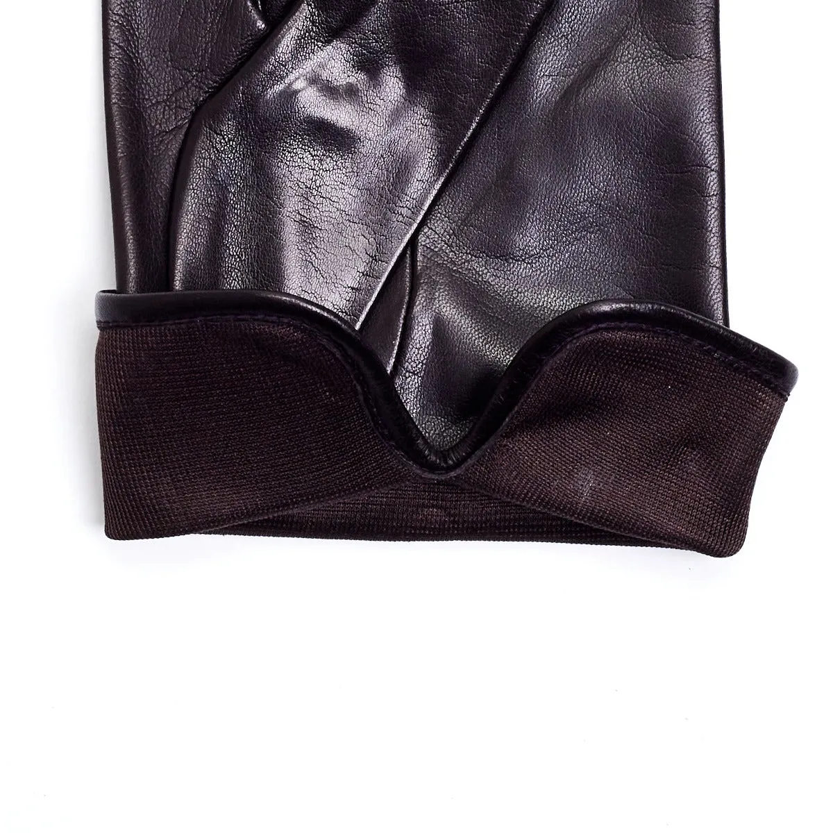 Sovereign Grade Dark Brown Nappa Leather Gloves, Silk Lined