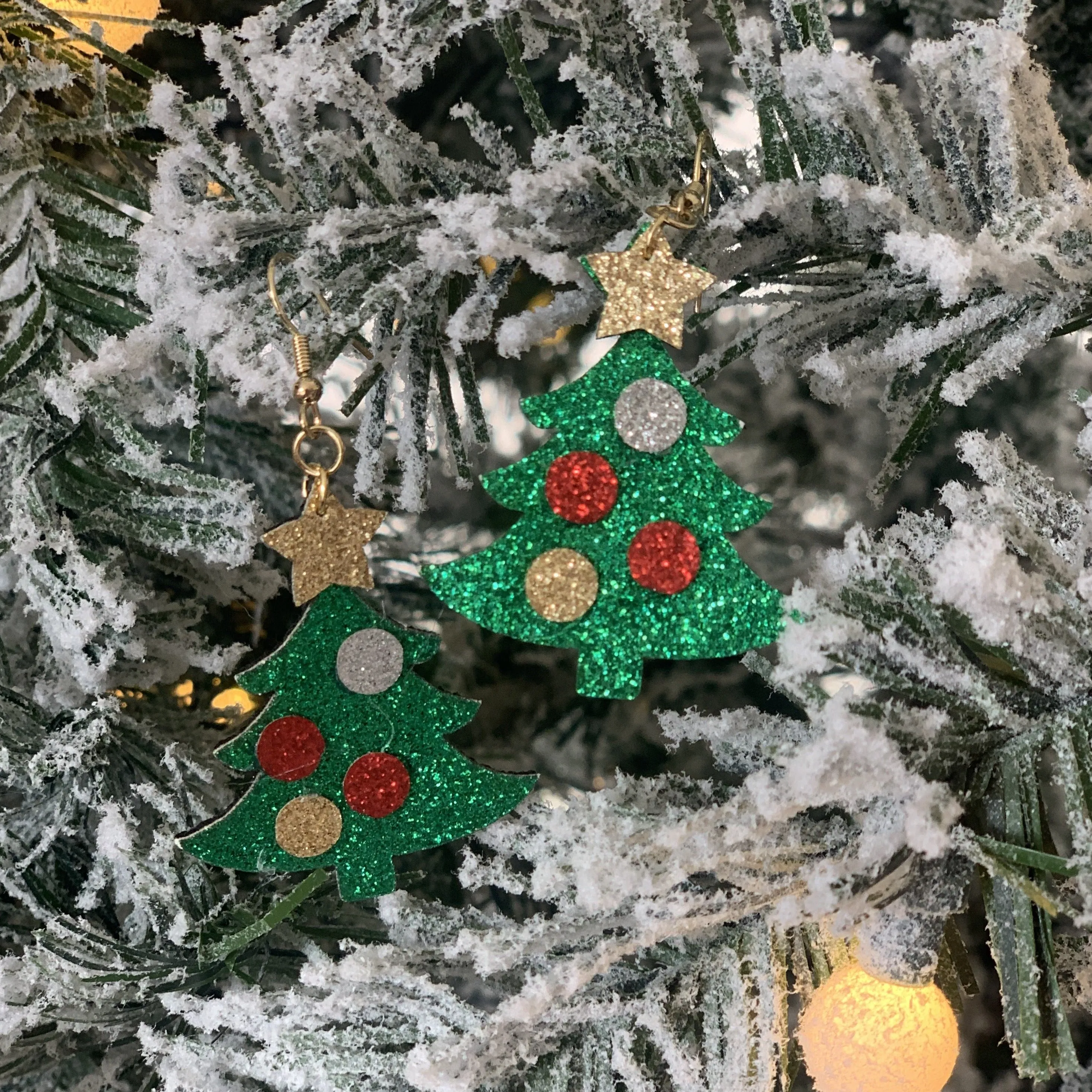 Sparkly Christmas Tree Earrings