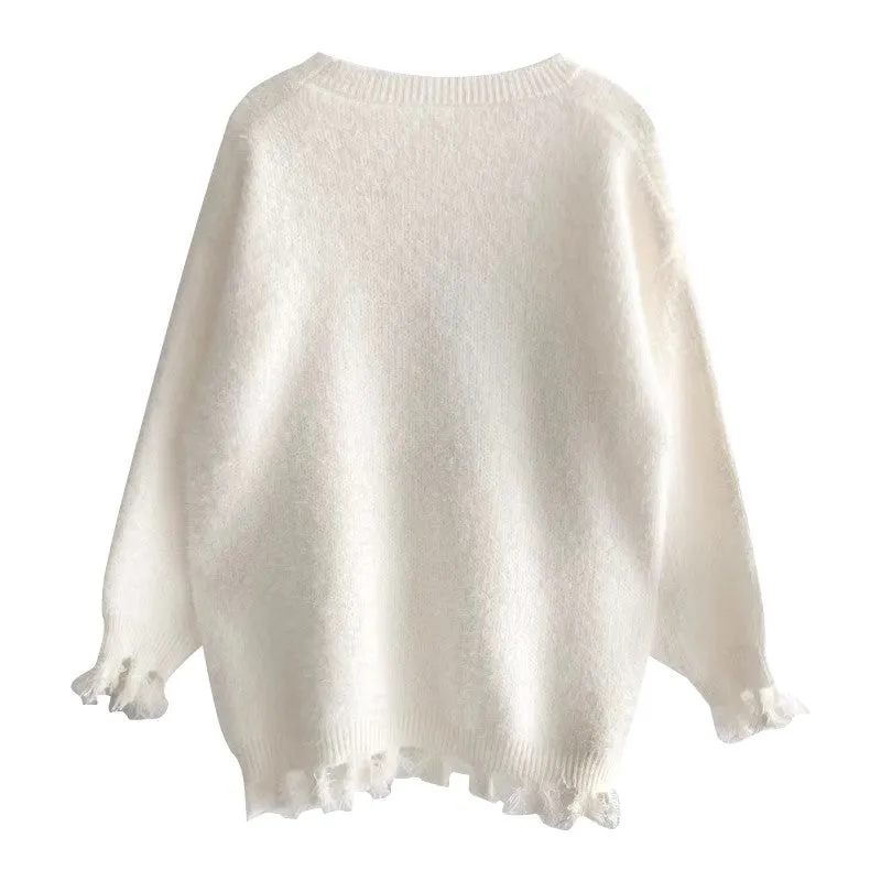 Sweet soft round neck long-sleeved knitted sweater    S4723