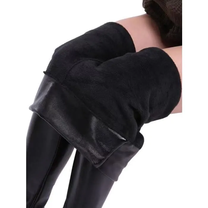 Thickened Warm Velvet Winter PU Leather Women Leggings