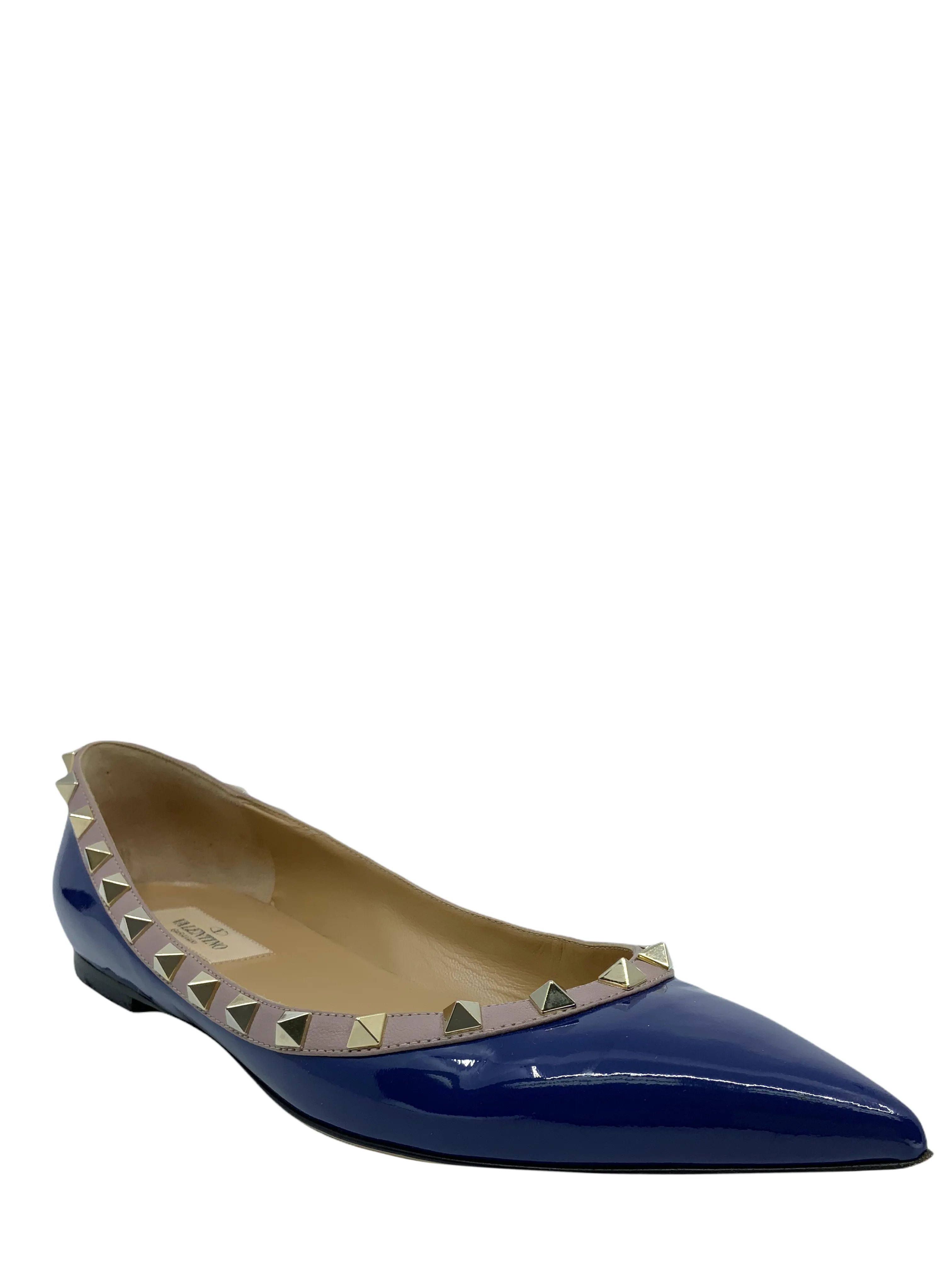 Valentino Patent Leather Rockstud Ballerina Flats Size 10