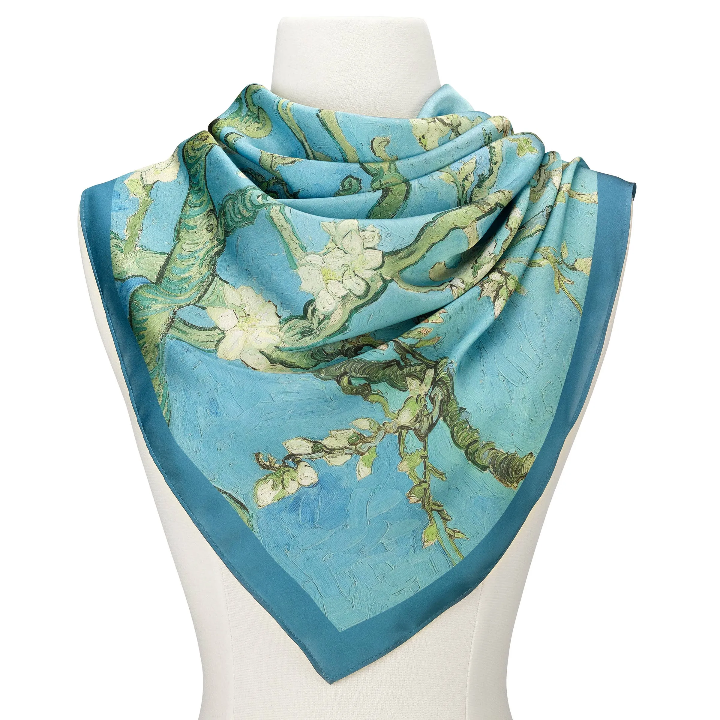 Van Gogh Almond Blossom Square Satin Chiffon Scarf