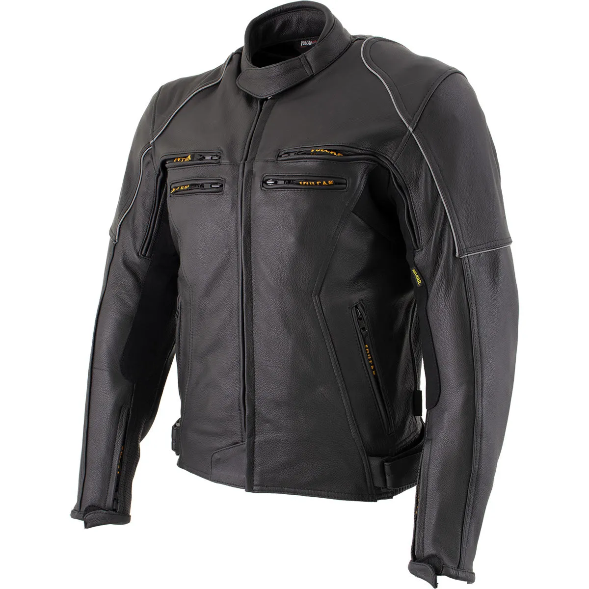 Vulcan VNE98431 Men's 'Ace' Black Advanced Leather Protective Motorcycle Jacket with CE Armor