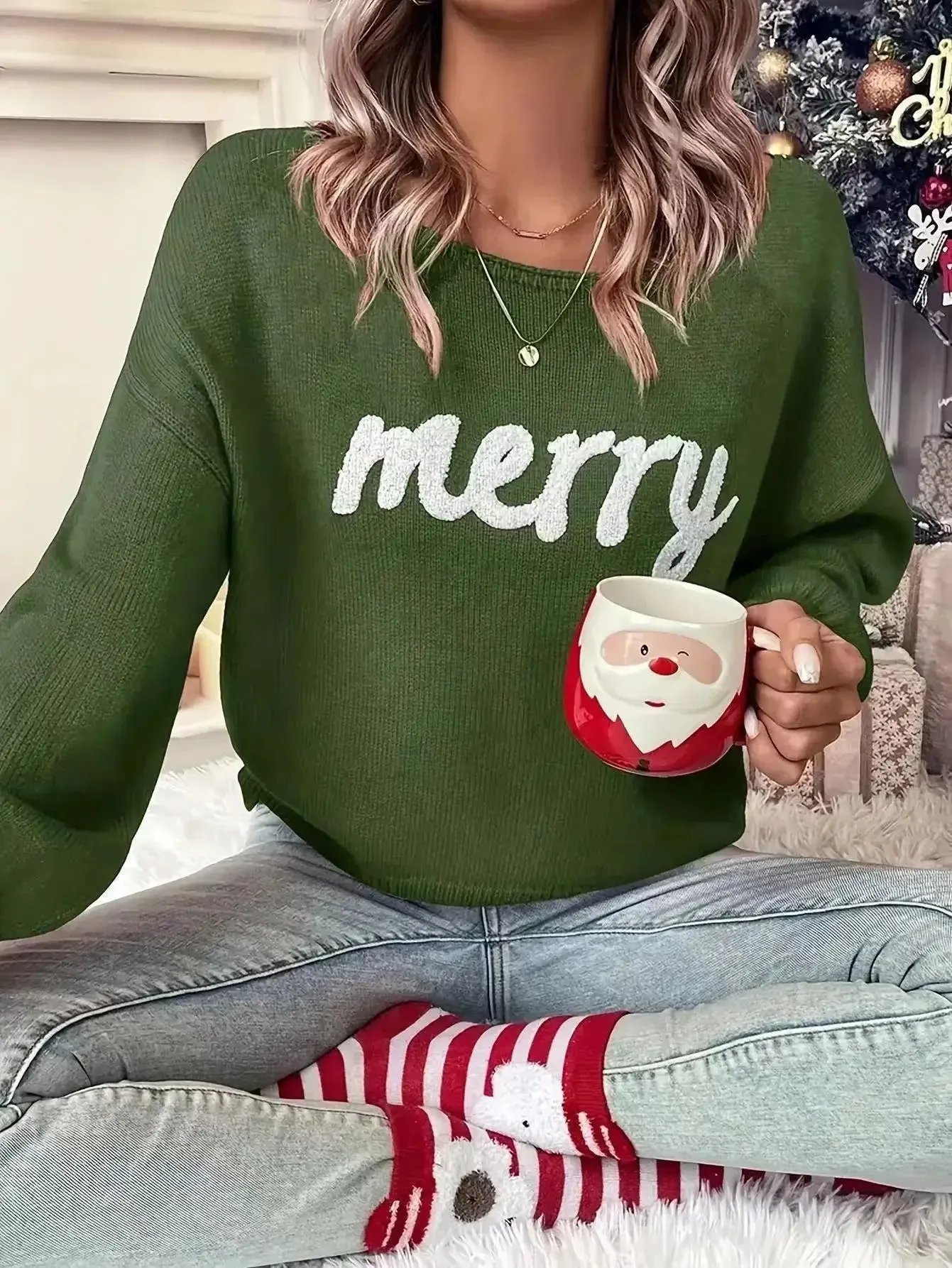 Wenkouban-Christmas Thanksgiving outfits_Elegant Soft Loose Red Pullover Female Winter Warm Christmas Sweater