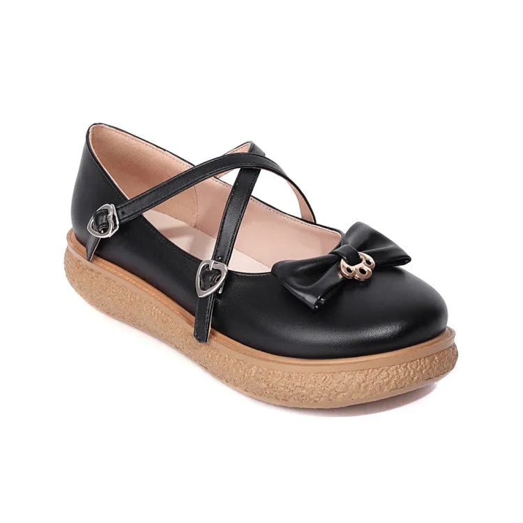 Women's  Cross Straps Flats Shoes with Bowtie