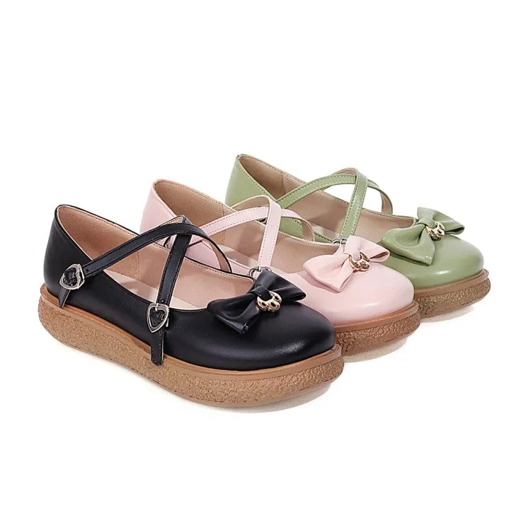 Women's  Cross Straps Flats Shoes with Bowtie