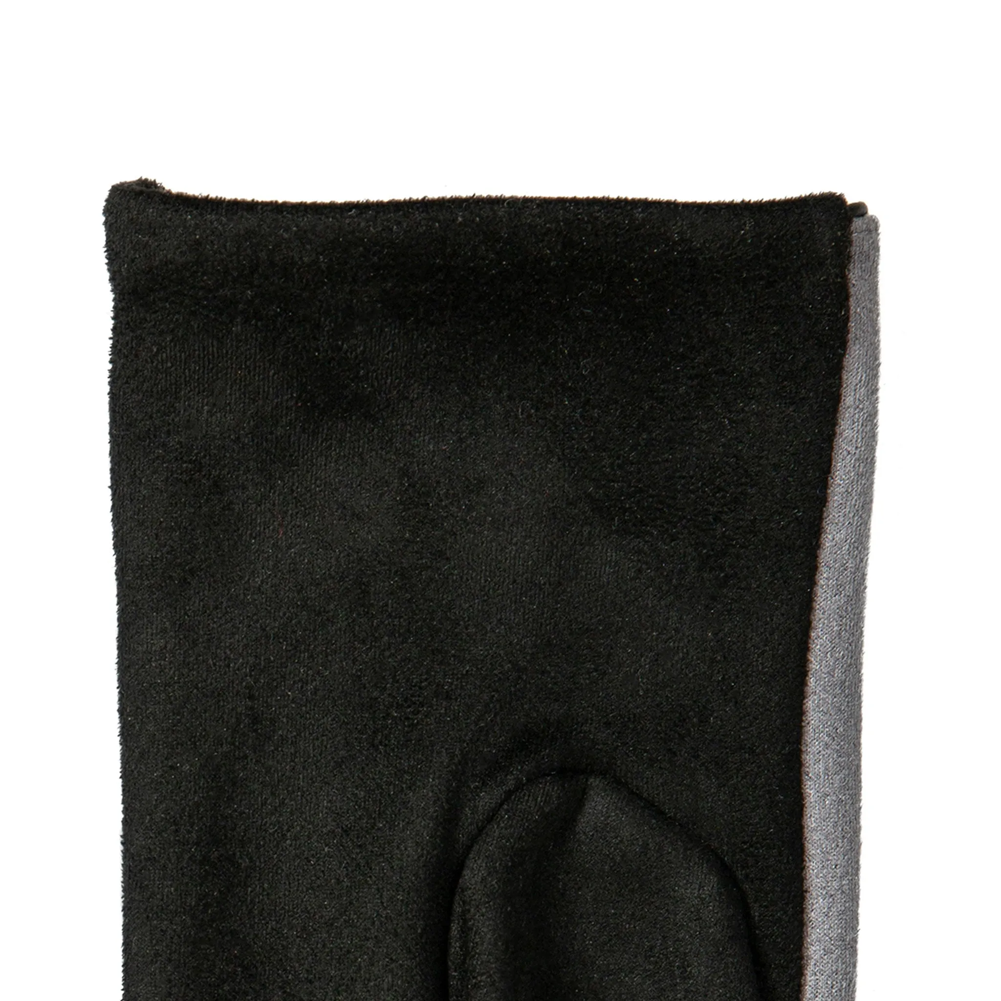 Women’s Touchscreen Velour-Lined Faux Suede Gloves with Contrast Trim and Bow