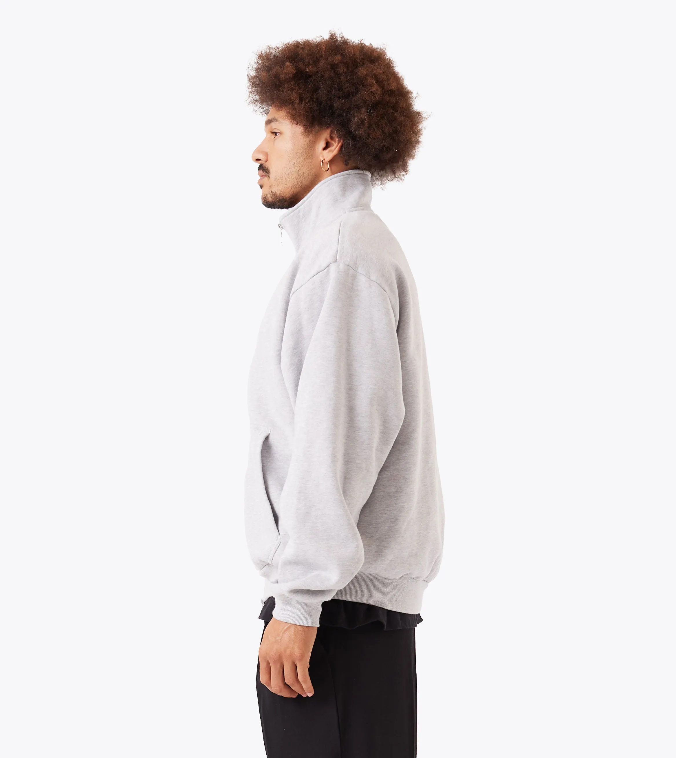 Zip Funnel Sweat Grey Marle